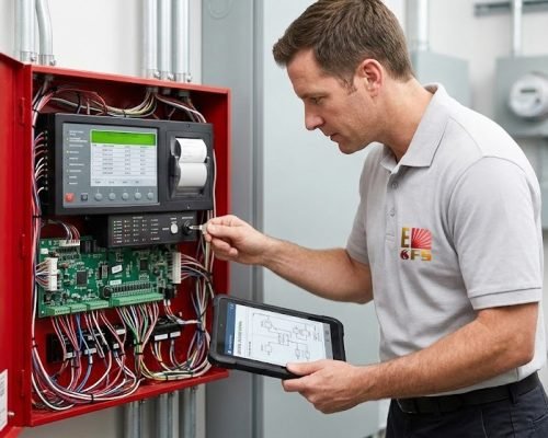 fire-tech-on-a-fire-control-panel